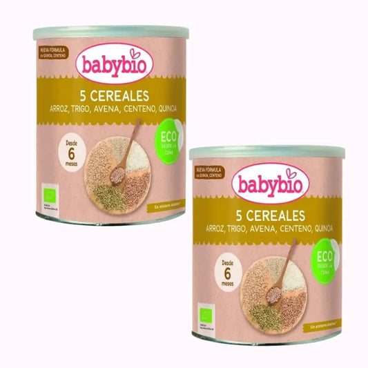 Babybio 5 Cereali Bio +6m, Confezione 2 x 220g