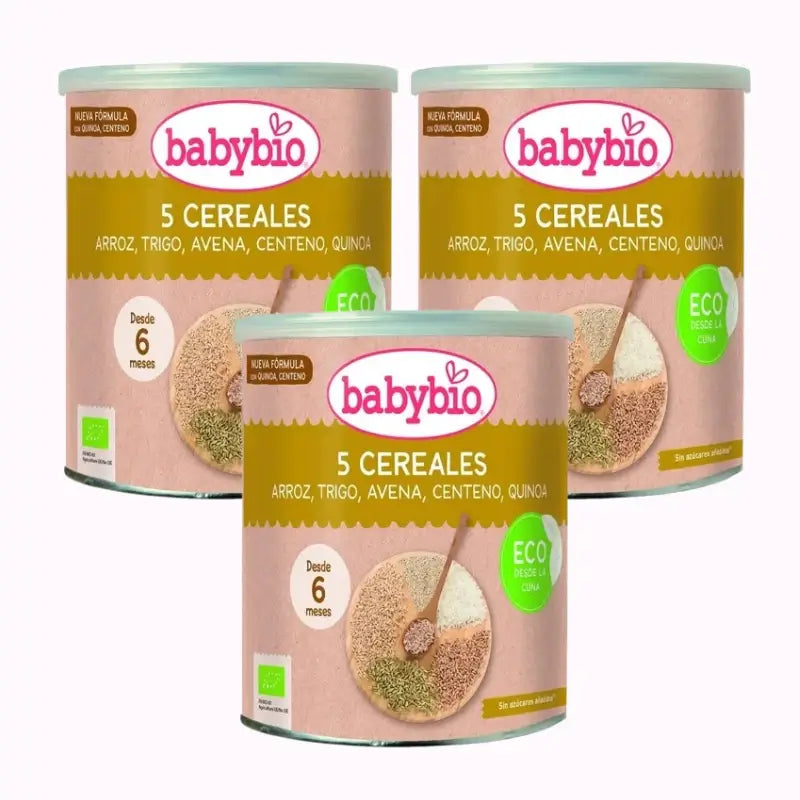 Babybio 5 Cereali Bio +6m, Confezione 3 x 220g