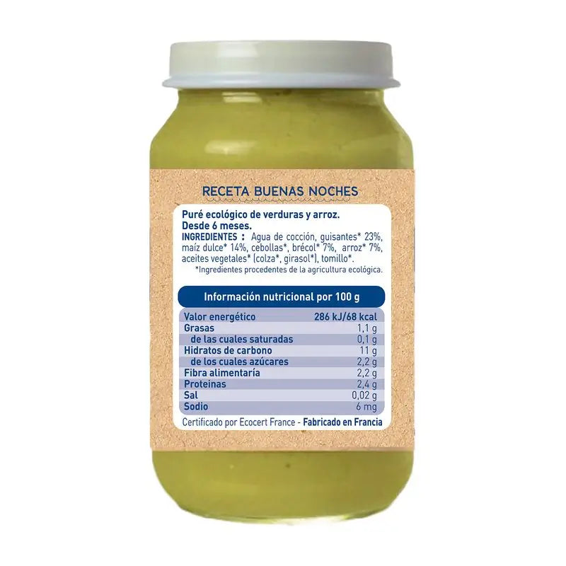Babybio Buona Notte Piselli-Maizena-Riso, 200 g