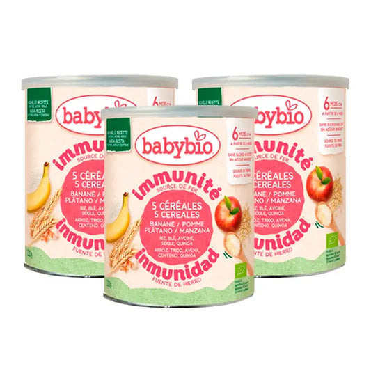 Babybio 5 Cereali con frutta, confezione da 3 x 220 grammi