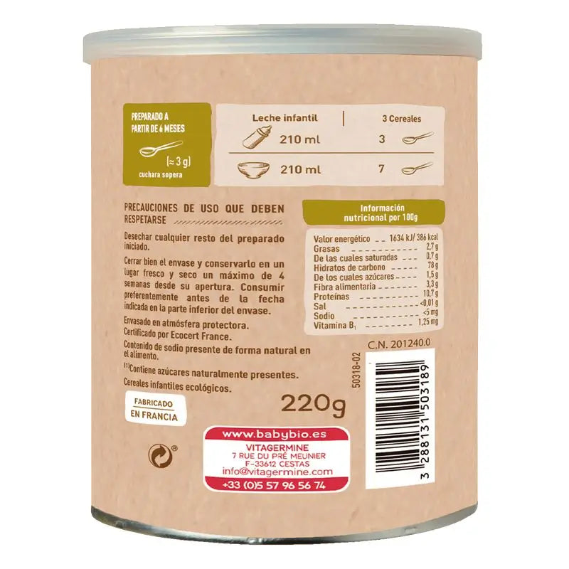 Babybio 5 Cereali Bio +6m - 220g