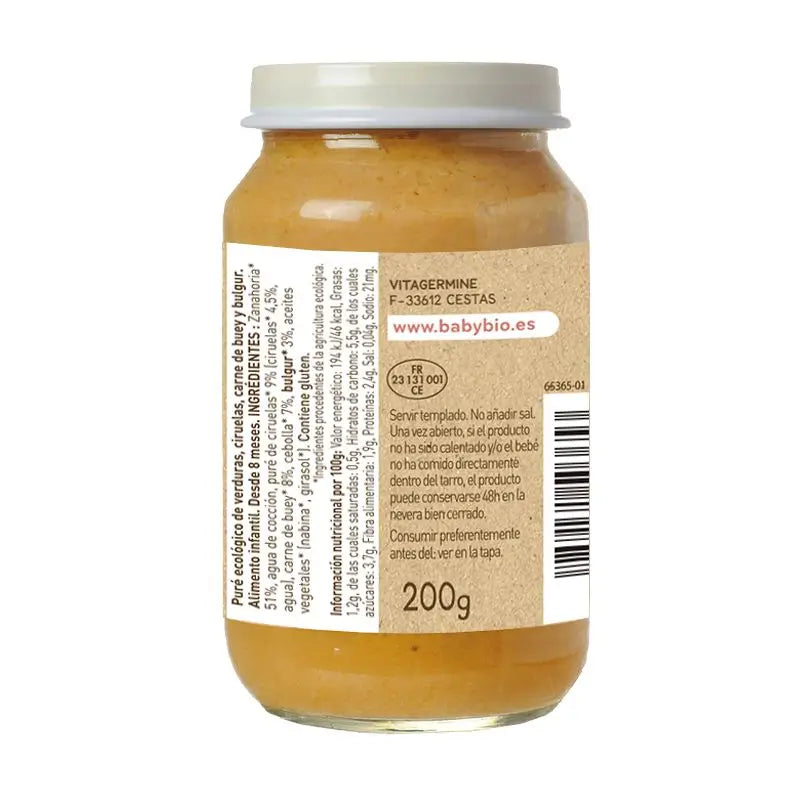Babybio Stufato di manzo con carote e prugne, 200 g