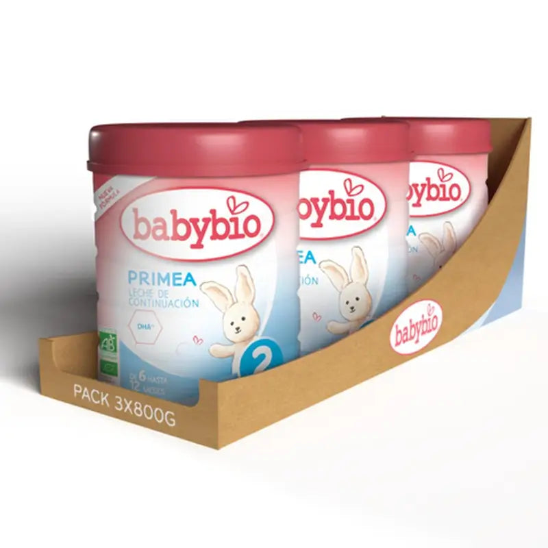Babybio Primea 2 Latte vaccino di proseguimento 6-12 mesi, Confezione 3 x 800 grammi