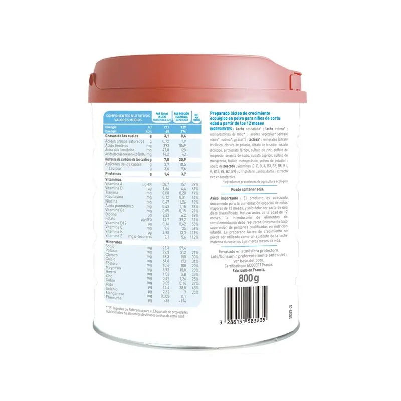 Babybio Primea 3 Latte vaccino per la crescita 12-36 mesi, 800 grammi