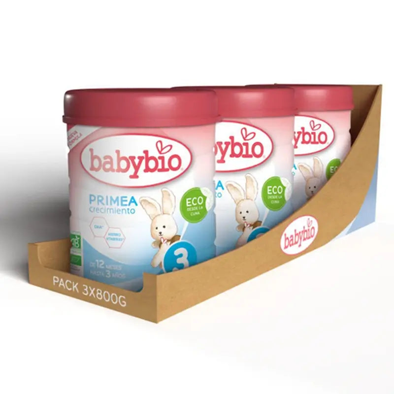 Babybio Primea 3 Latte vaccino crescita 12-36 mesi, Confezione 3 x 800 grammi