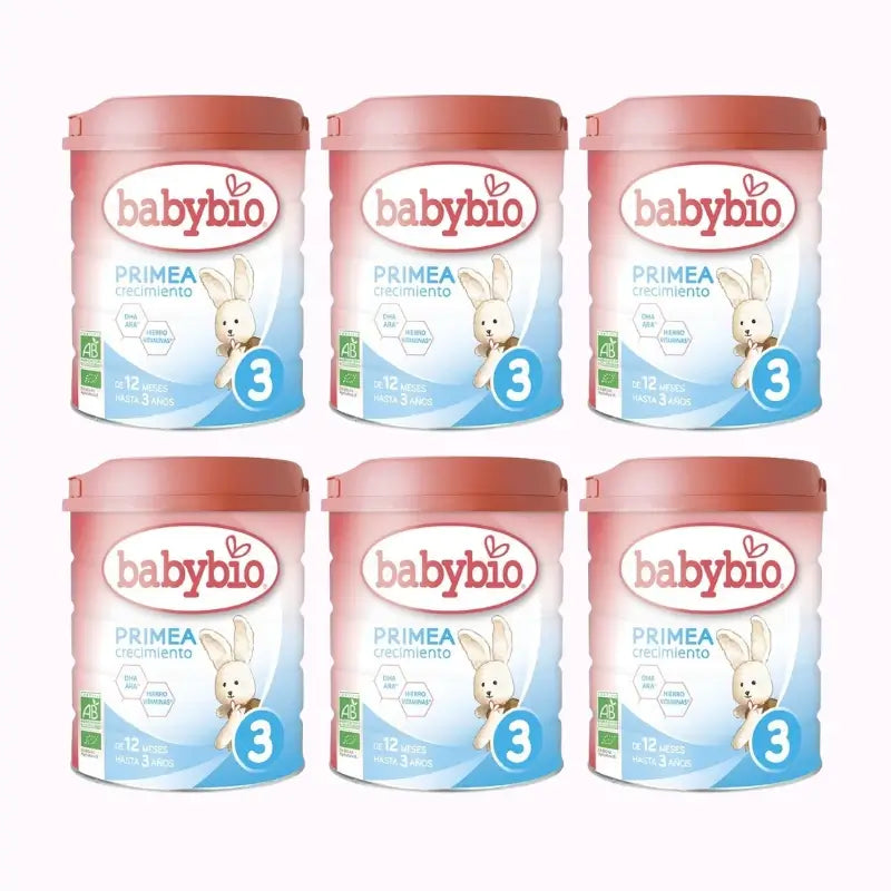 Babybio Primea 3 Latte vaccino per la crescita 12-36 mesi, Confezione 6 x 800 grammi