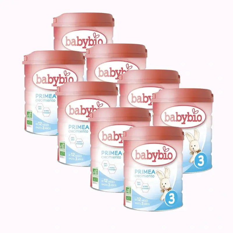 Babybio Primea 3 Latte vaccino crescita 12-36 mesi, Confezione 8 x 800 g
