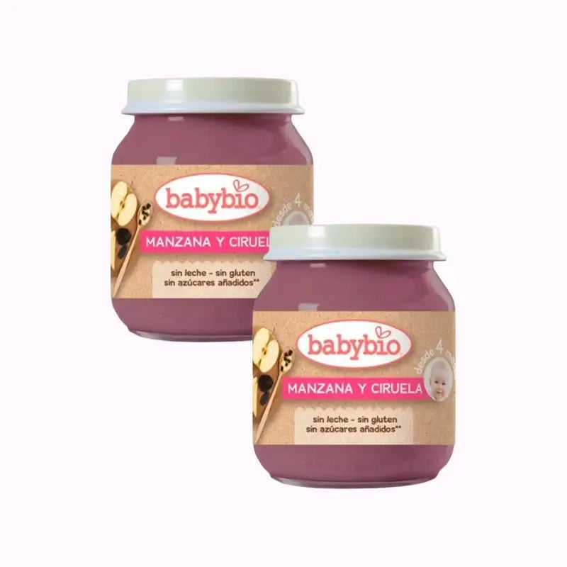 Babybio Mela Prugna, Confezione 2 x Prugna, 130g