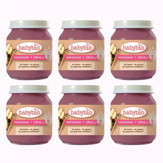 Babybio Mela Prugna, Confezione 6 x Prugna, 130g