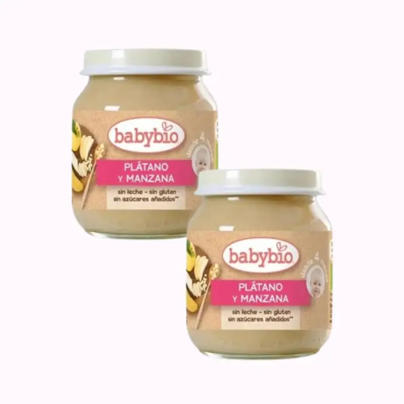 Babybio Mela e Banana, Confezione da 2 x 130 g