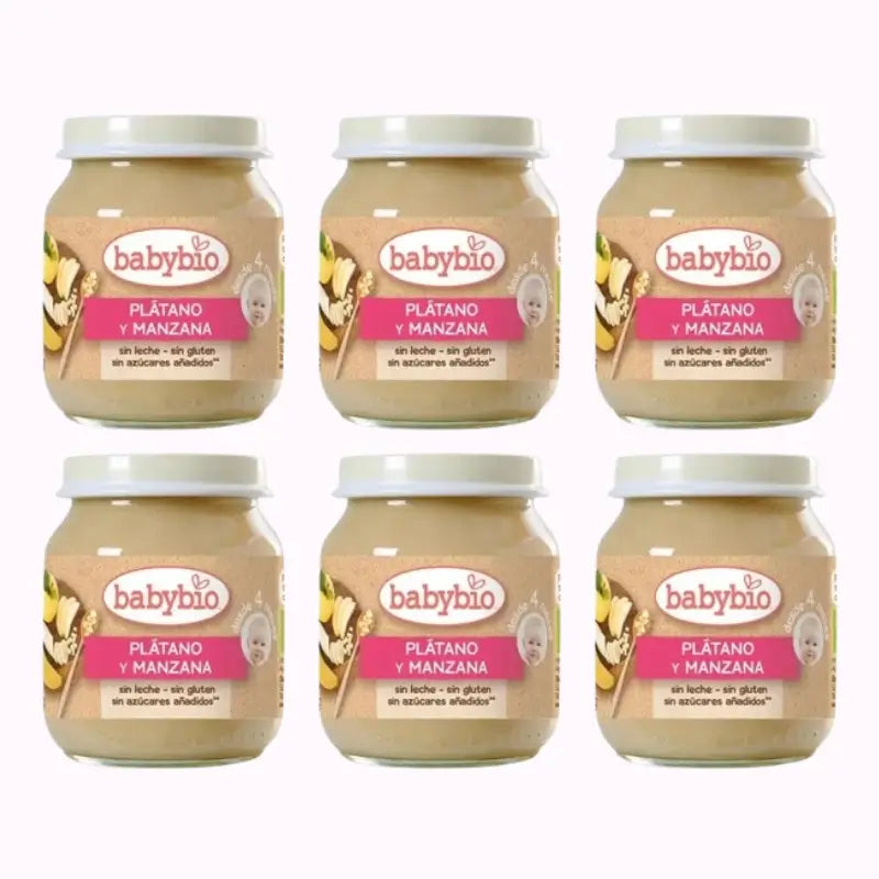 Babybio Mela e Banana, confezione da 6 x 130 g