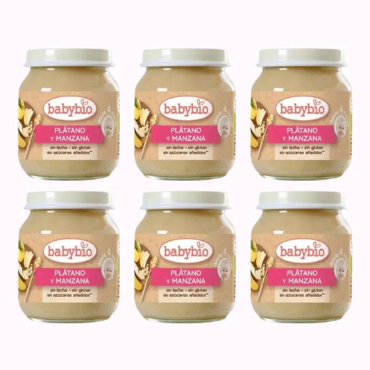 Babybio Mela e Banana, confezione da 6 x 130 g