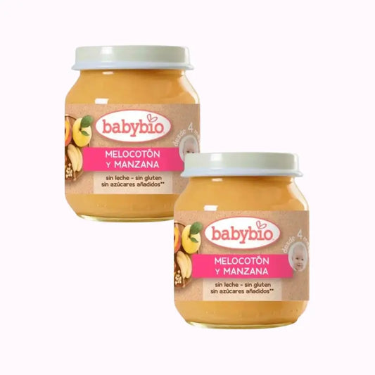 Babybio Pesca-Mela, Confezione 2 x 130 g