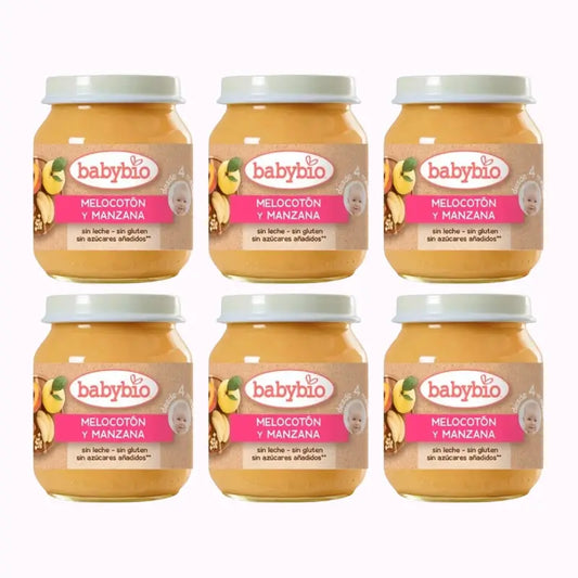 Babybio Pesca-Mela, Confezione 6 x 130 g