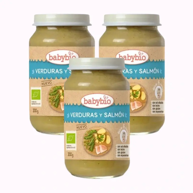 Babybio Menu Tradition Salmone, Confezione 3 x 200 grammi
