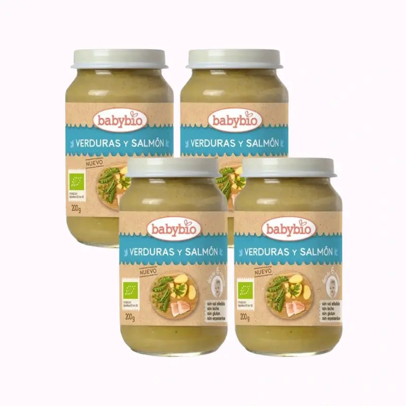 Babybio Menu Tradition Salmone, Confezione 4 x 200 grammi