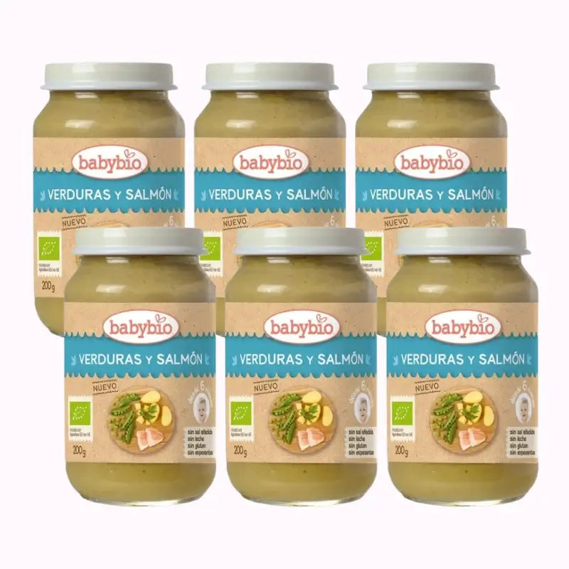 Babybio Menu Tradition Salmone, Confezione 6 x 200 grammi