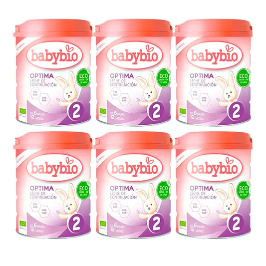 Babybio Optima 2 Latte vaccino 6-12 mesi, Confezione 6 x 800 grammi