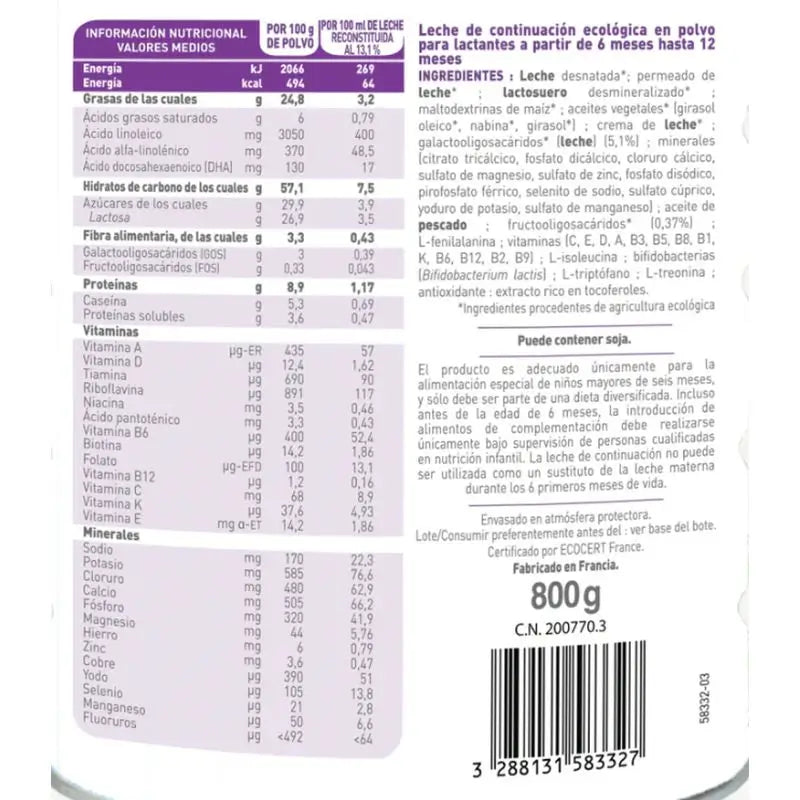Babybio Pack Optimum Latte 2 e 3 + yogurt di mucca