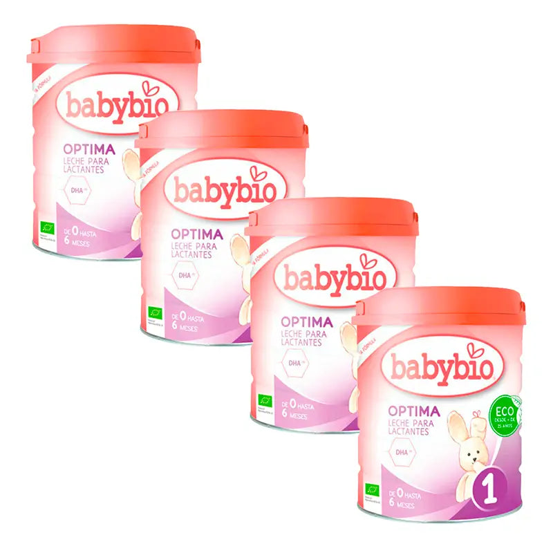 Babybio Optima 1 Latte vaccino 0-6 mesi, confezione da 4 x 800 grammi