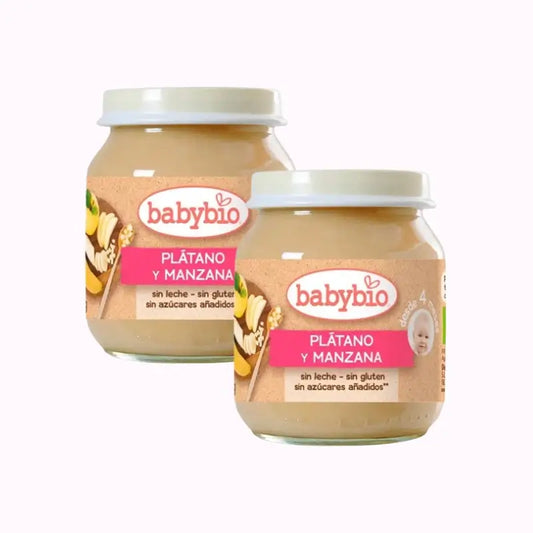 Babybio Banana e Mela, Confezione 2 x 130 g