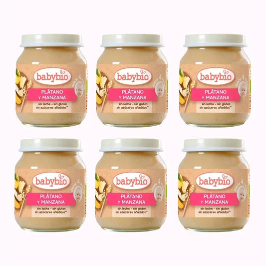 Babybio Banana e Mela, Confezione 6 x 130 g