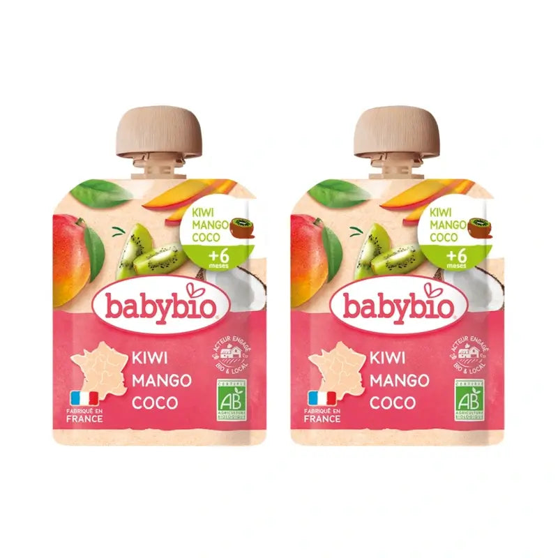 Babybio Marsupio Kiwi Mango Cocco, Confezione 2 x 90 g