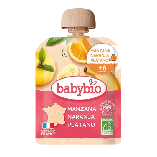Babybio Pouche Mela Arancia Banana Bio , 90 g