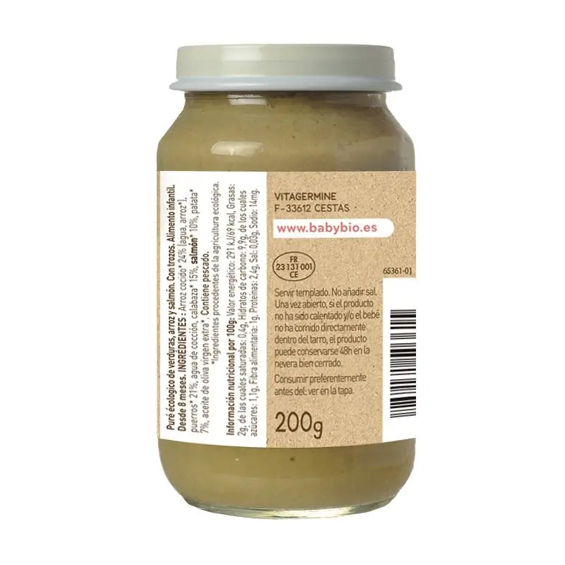 Babybio Risotto ai porri con salmone, 200 g