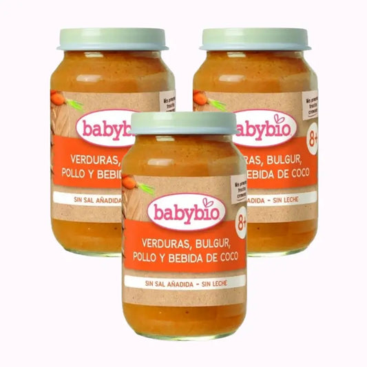 Bevanda Babybio Vegetables Bulgur Pollo e Cocco, Confezione 3 x 200 grammi