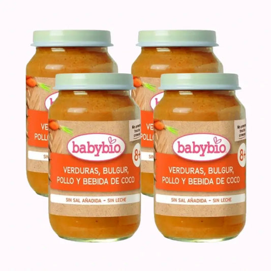 Bevanda Babybio Vegetables Bulgur Pollo e Cocco, Confezione 4 x 200 grammi