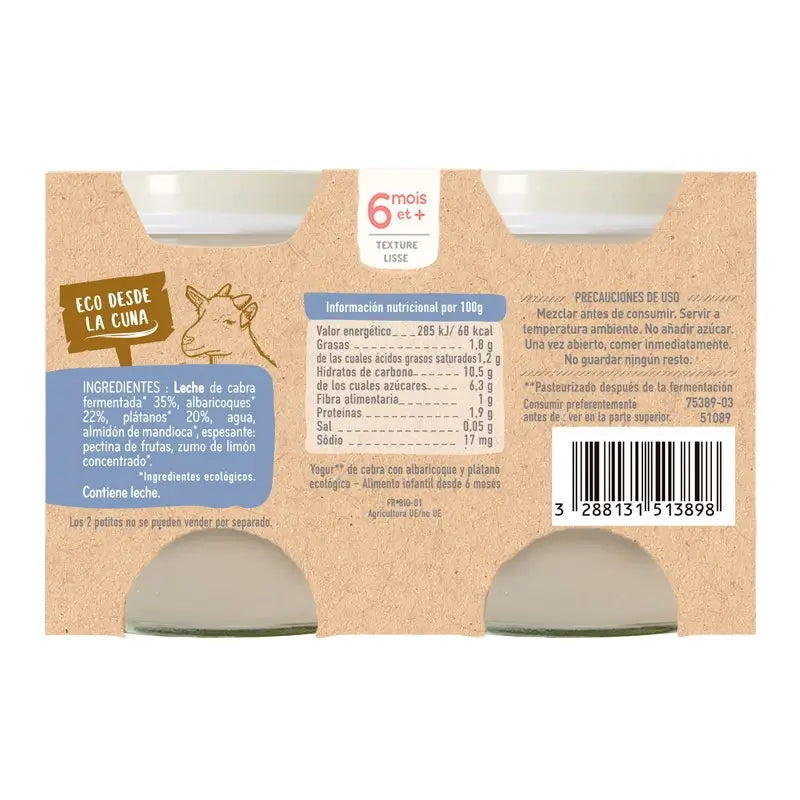 Babybio Yogurt all'albicocca e banana - 2X130 g