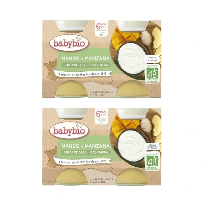 Babybio Yogurt Cocco Mango Ananas e Mela, Confezione 4x130 g