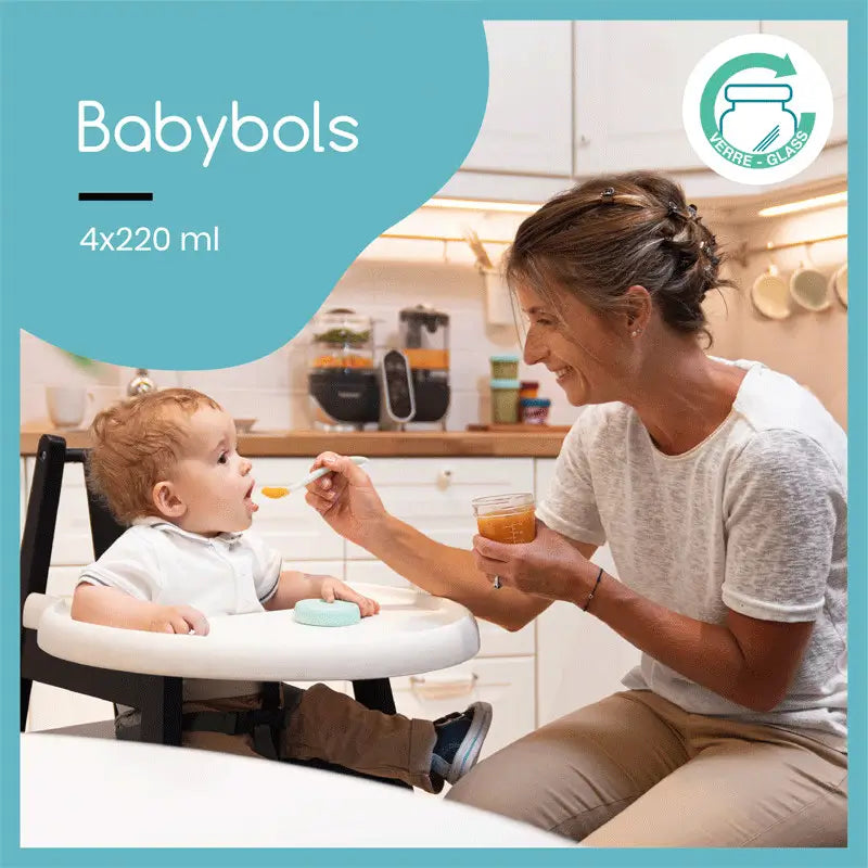 Babymoov Babybols 4 bottiglie di vetro per il trasporto e la conservazione 220ml