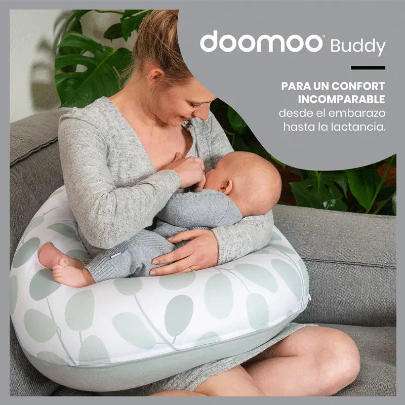 Babymoov Cuscino Maternità e Allattamento Doomoo Buddy Foglie Verde Acqua