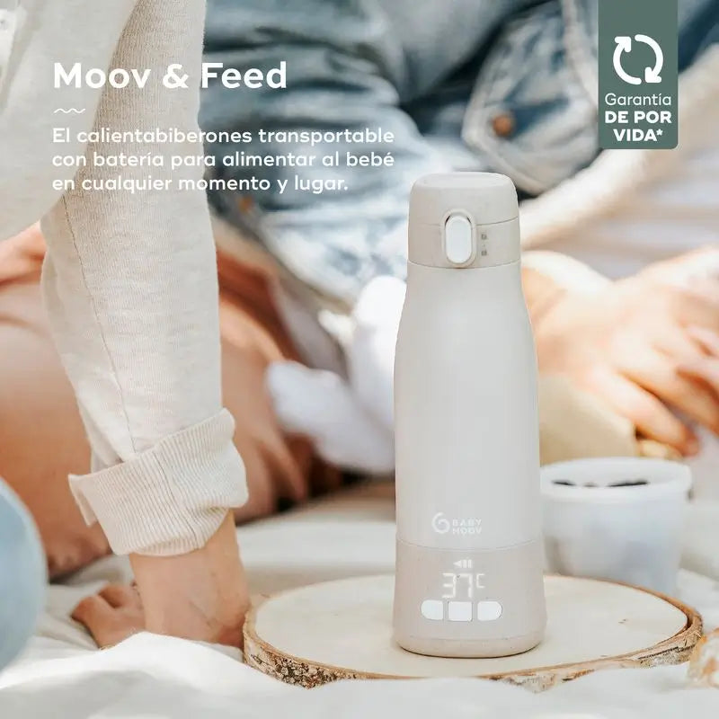 Babymoov Scaldabiberon trasportabile con batteria Moov & Feed Mineral Beige