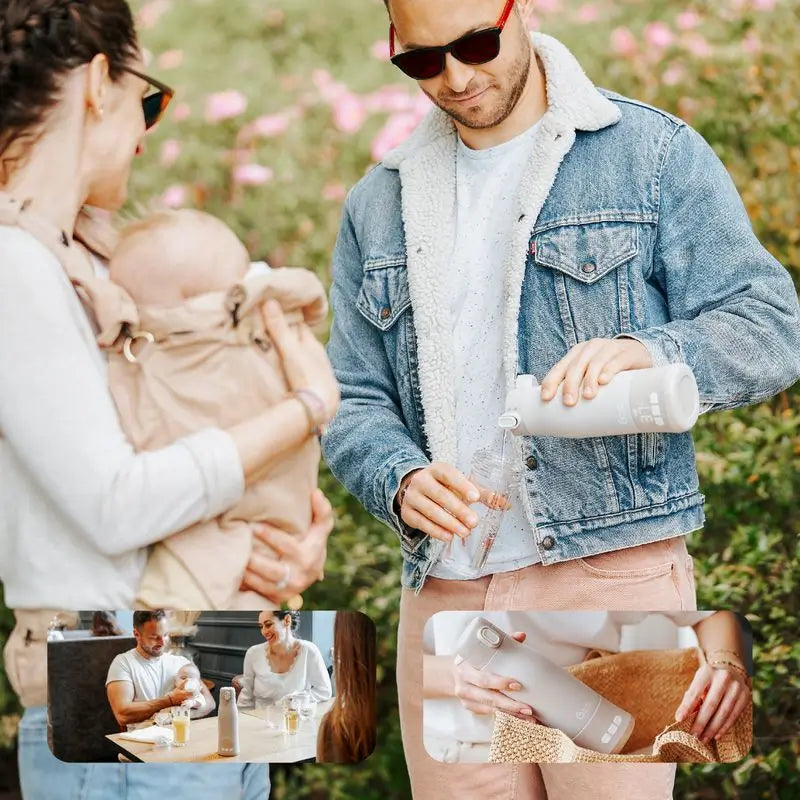 Babymoov Scaldabiberon trasportabile con batteria Moov & Feed Mineral Beige