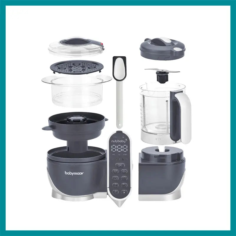 Babymoov Nutribaby (+) Robot culinario grigio industriale per frullare e cuocere a vapore