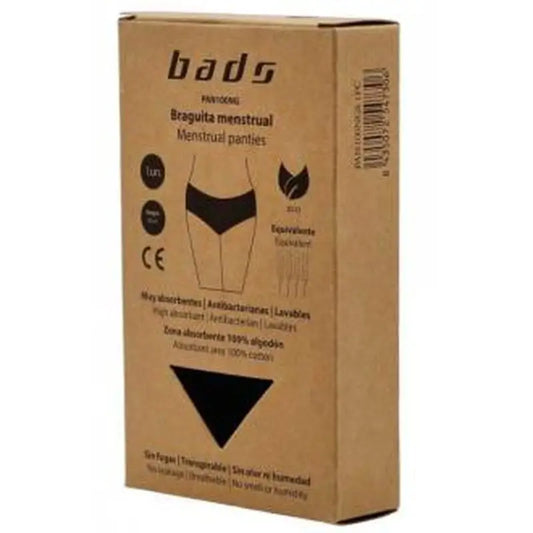 Bads Menstrual Panty Black With Seam Size L.