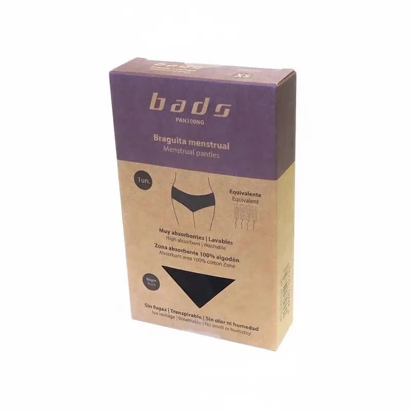 Panty mestruale Bads nero con cuciture taglia XS