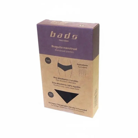 Panty mestruale Bads nero con cuciture taglia XS