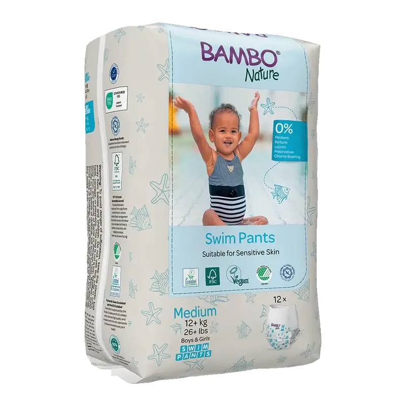 Pannolini Bambo Nature Water taglia M (+12G), 12 pezzi