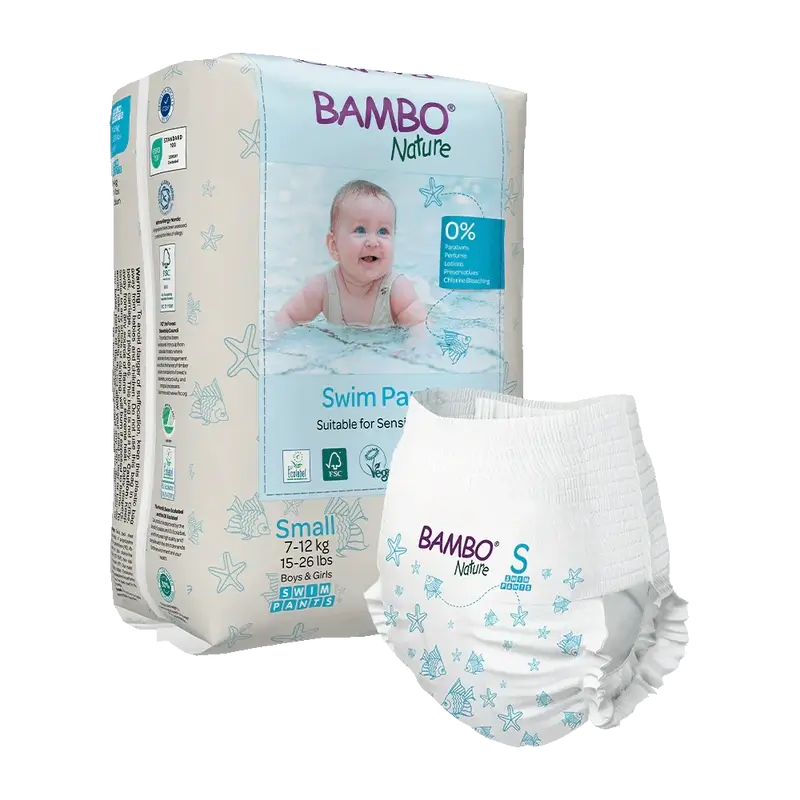 Pannolini Bambo Nature Water taglia S (7-12Kg), 12 unità