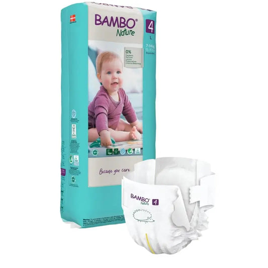 Pannolini Bambo Nature taglia 4 (7-14 Kg), 48 pezzi.