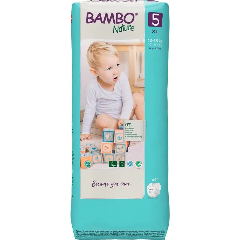 Pannolini Bambo Nature taglia 5 (12-18 Kg), 44 pezzi