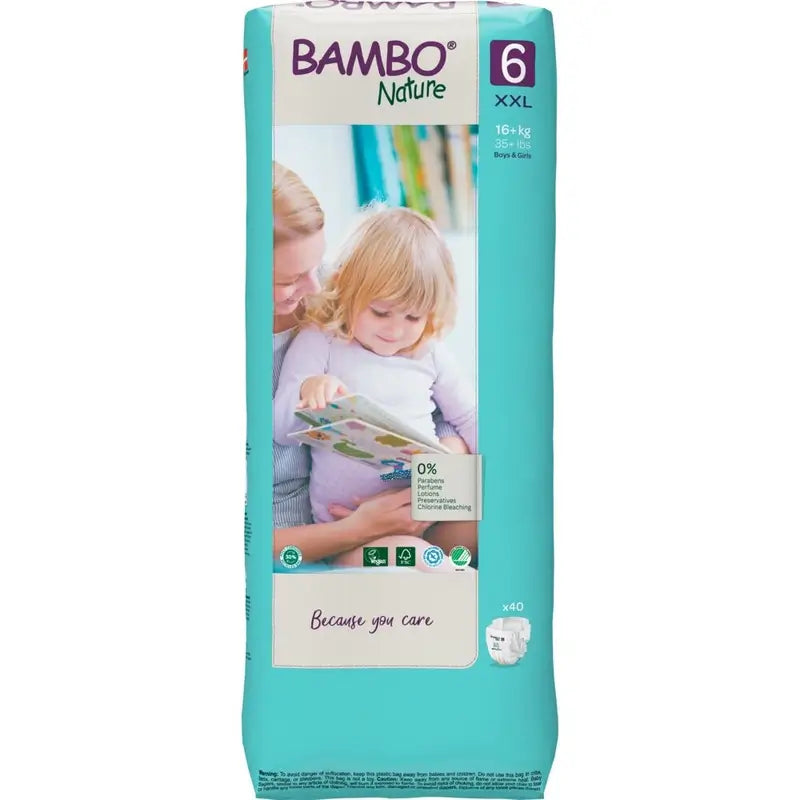 Pannolini Bambo Nature taglia 6 (16+ Kg), 40 pz.