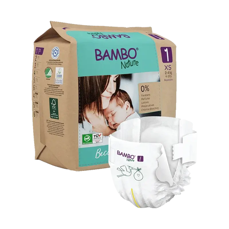 Pannolini Bambo Nature taglia 1 (2-4G), 22 pezzi.