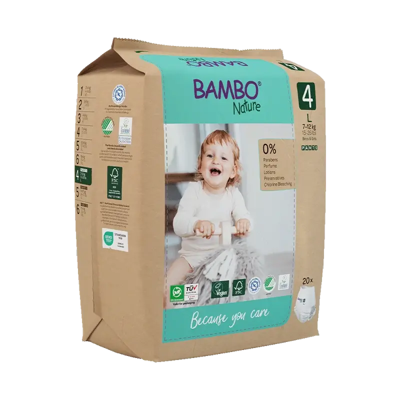 Pannolini Bambo Nature Pants Taglia 4 (7-14Kg), 20 pezzi