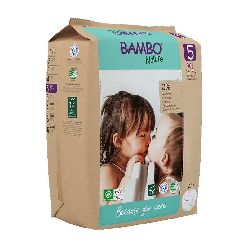 Pannolini Bambo Nature taglia 5 (12-18Kg), 22 pezzi