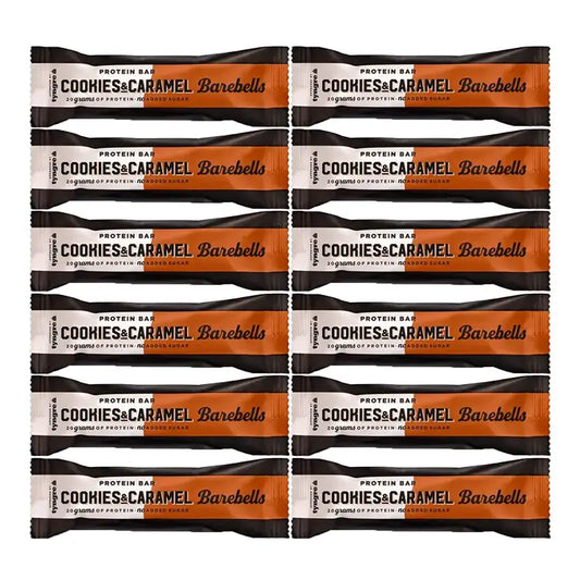 Barrette Barebells Cookies & Caramel , confezione da 12 x 55 grammi